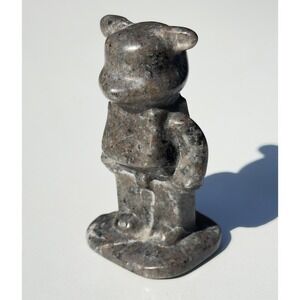 Vintage Antique Carved‎ Natural Stone Decor Bear Character Figure Sculpture 2.9"